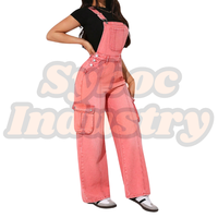 Ensemble en denim pour femmes Nouveau style rose de combinaison de saut Lavage à l'acide Écologique Dames personnalisées Ensembles en denim pour tous les jours