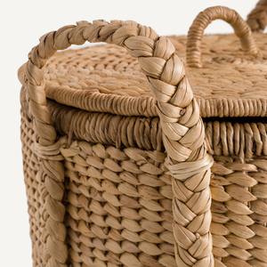 ตะกร้าผักตบชวาทรงกลมพร้อมหูหิ้วแข็งแรง ตะกร้าเก็บของทำมือ ขายส่ง เป็นมิตรกับสิ่งแวดล้อม ผลิตในเวียดนาม - Product Image 6