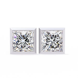 14K <b>Gold</b> Lab Diamond Princess Cut IGI Certified Stud <b>Earrings</b> Party Wear for <b>Men</b> & Women for Princess Styling - Product Image 2
