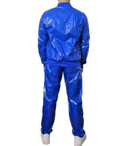 Conjunto Deportivo Informal Ecológico de Talla Grande, Traje Atlético a Rayas Azul Rey Brillante y Blanco para Hombre y Mujer - Product Image 5