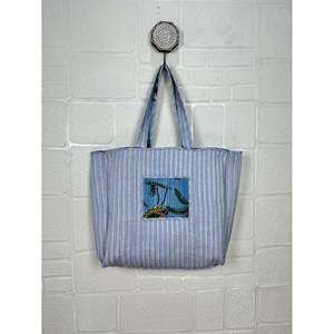 Bolsa de Mano Grande Reversible Acolchada de Terciopelo y Algodón, Estilo Boho, Ecológica, Resistente, para Compras, Playa y Fines de Semana, Color Ocre - Product Image 5