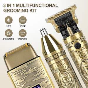 Tondeuse à barbe sans fil rechargeable pour homme, rasoir à grille, tondeuse à barbe à lame en T à écartement zéro, tondeuse à poils de nez et à bords, étanche IPX7 - Product Image 3