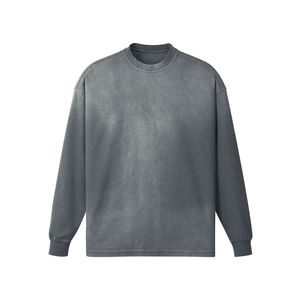 เสื้อสเวตเชิ้ตผู้ชายคอกลมพิมพ์ลายกราฟิกโลโก้แบบกำหนดเอง ทรงโอเวอร์ไซส์ ฟอกสีแบบซันเฟด ผ้าฝ้ายเฟรนช์เทอร์รี่ 100% - Product Image 2