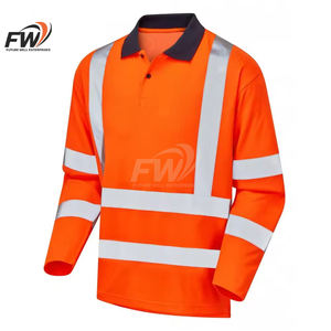 Camisa de Trabajo de Manga Larga con Botones, Ropa de Trabajo Reflectante de Alta Visibilidad, Uniforme para Hombre, Camisa Fluorescente Roja de Alta Visibilidad - Product Image 1