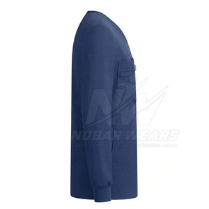 Lightweight Long Sleeve <b>Scrub</b> <b>Tops</b> Men Healthcare Work Uniform V Neck Design Breathable Fabric Multiple Utility Pockets - Product Image 5