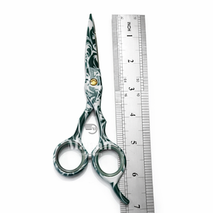 Ciseaux de coiffure professionnels à finition marbrée, pour droitiers, manche moyen, 6 pouces, lame tranchante en acier inoxydable, ciseaux de barbier pour - Product Image 4