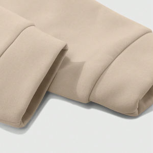 Sweat-shirt tissé à manches longues beige pour homme - 100% coton uni, pull décontracté d'hiver avec col blanc, boutons sur le devant, séchage rapide, 220g - Product Image 4