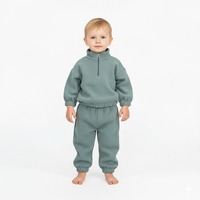 Conjunto de ropa de bebé niño nuevo al por mayor, conjunto de ropa de niño de punto con cremallera, ropa de niño, suéter, pantalones, conjunto informal de lana cepillada