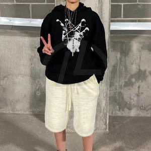 Pantalones cortos de mohair Premium para hombre con ajuste holgado y elegante silueta Mohair Blend Knit Shorts para hombres - Product Image 4