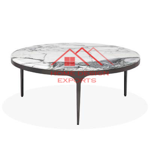 Table basse italienne en marbre fabriqué à la main de conception contemporaine de dessus de marbre par Axiom Home Accents de meubles de luxe - Product Image 5