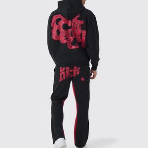 Survêtement imprimé noir et rouge pour hommes Logo personnalisé et étiquette Survêtement fermeture éclair pour hommes - Product Image 3