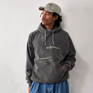 Sweat à capuche surdimensionné Vintage délavé pour hommes, épaule tombante, doux et confortable Streetwear, Logo imprimé graphique, sweats à capuche brodés - Product Image 1