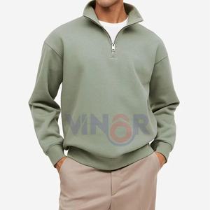 High Quality <b>Men's</b> 1/4 Quarter <b>Zip</b> Fleece <b>Sweatshirt</b> with Stand Collar Embroidered Pullover for Winter Professional Custom Made - Product Image 6