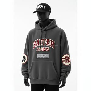 Sudadera con capucha de poliéster y algodón GSM 380 de peso pesado para hombre, ropa de invierno Premium gris con logotipo personalizado bordado, sudadera básica - Product Image 1