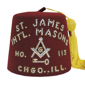 Chapeau Fez maçonnique fait main, style mode, avec broderie Shriners et bijoux, design artisanal en résine peinte à une et deux rangées, 2026 - Product Image 5