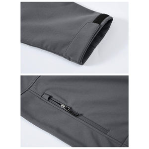 2025 veste d'hiver Softshell pour hommes Logo personnalisé OEM de haute qualité couleur unie coupe-vent toile vêtements d'extérieur support Placement avant - Product Image 5