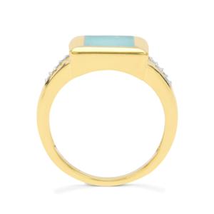 Anillo de Amazonita con Corte Princesa de 1.35ct, Circonita Blanca, Chapado en Oro de 10k sobre Plata de Ley, Joyería de Promesa - Product Image 3