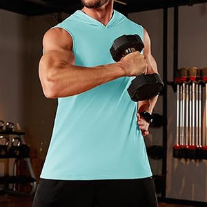 Sweat à capuche sans manches avec logo personnalisé de haute qualité avec poches unies, haut de sport blanc léger pour hommes, respirant - Product Image 2