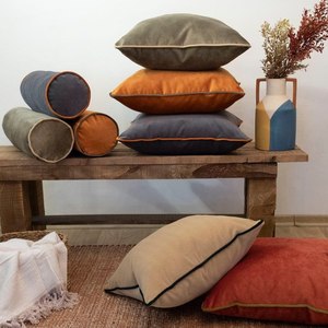 Luxury Velvet <b>Pillow</b> with Piping <b>Throw</b> <b>Pillow</b> Cover Any Size Zipper Velvet Cushion Cover - Product Image 3