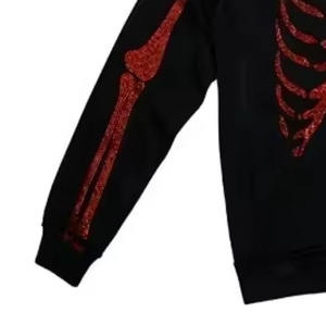 2024 nuevo diseño Unisex pulóver esqueleto sudaderas con capucha para hombres hecho a medida 100% algodón Halloween Sudadera con capucha cremallera completa esqueleto Sudadera con capucha - Product Image 4