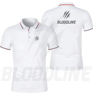 Chemise à manches courtes pour homme Bloodline, couleur unie, coton tricoté, respirant, coupe classique, 220g, bleu - Product Image 5