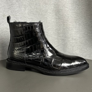 Botines de cuero genuino 100% para mujer, botines cálidos con tacón plano para fiestas y uso diario - Product Image 3