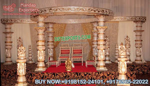 งานแต่งงานแบบดั้งเดิม FRP Kalyan Mandap ตกแต่ง Mandap เหตุการณ์แต่งงานทมิฬกับการจัดงานแต่งงานทางตอนใต้ของดอกไม้งานแต่งงานทอง Mandap เลสเตอร์ - Product Image 3