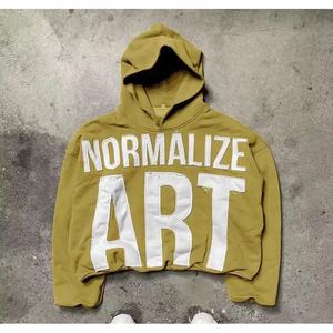 เสื้อฮู้ดผู้ชายผ้าฝ้ายผ้าเทอร์รี่มีฮู้ดแฟชั่นโอเวอร์ไซส์ดีไซน์ใหม่ - Product Image 3