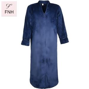 Peignoir de <span class=keywords><strong>nuit</strong></span> en flanelle <span class=keywords><strong>pour</strong></span> couple, automne-hiver, <span class=keywords><strong>pour</strong></span> <span class=keywords><strong>homme</strong></span> et <span class=keywords><strong>femme</strong></span>, grande taille, en polaire corail, avec fermeture éclair, robe de pyjama thermique, ODM Front - Product Image 2