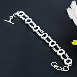 สร้อยข้อมือโซ่เงินทำด้วยมือ925พลอยบุษราคัมหินสีฟ้าปรับได้ของขวัญสไตล์เก๋ไก๋เครื่องประดับขายส่ง7-8นิ้ว - Product Image 4