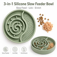Bol d'alimentation lente personnalisé en silicone pour chien, tapis de léchage 3-en-1 pour animaux de compagnie, bol d'enrichissement pour aliments secs et humides, fournisseur OEM sous marque privée