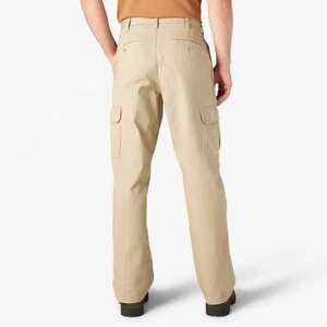 Pantalon cargo décontracté pour homme, durable, élégant, en toile kaki, coupe ample, taille mi-haute, devant plat, spandex/nylon, imperméable, avec fermeture éclair amovible - Product Image 3