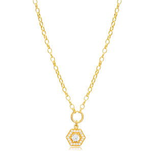 Zircon Pierre Rectagon Creux Charme Collier En Gros 925 Bijoux En Argent Sterling - Product Image 3