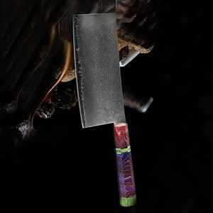 Ensemble de couteaux de chef de cuisine en acier damas faits à la main, couteau intelligent de haute qualité pour couper les légumes et la viande avec étui en cuir - Product Image 3