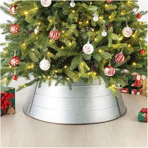 2021 Decoraciones para árboles de Navidad 26 "D Collar de árbol de metal galvanizado Falda de árbol de metal Cubierta de base de árbol Navidad decorativa - Product Image 2
