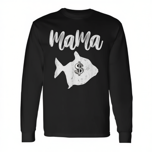 Camiseta de Manga Larga Vintage Mama Silver Dollar Fish para Mamá: Una Elegante Idea de Regalo Promocional - Product Image 2