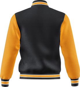 Veste universitaire de coupe régulière décontractée pour hommes, bombardier de baseball en toile de style vintage, lettres brodées, polaire solide pour l'hiver - Product Image 5