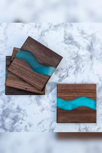 ชุดจานรองแก้วอีพ็อกซี่เรซินอีพ็อกซี่ทรงกลมตกแต่งด้วยงานฝีมือบ้าน - Product Image 3