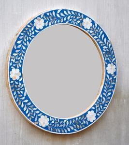 Espejo de Pared Redondo Moderno, Hecho a Mano con Resina Ecológica, Decoración de Pared con Patrón Geométrico - Product Image 3