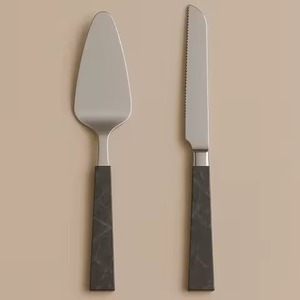 Juego de cuchillo y servidor de pastel pulido con espejo de metal elegante dúo de postres de acero inoxidable para bodas Celebración de lujo - Product Image 2