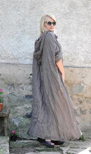 Vestido de lino con capucha, vestido de caftán asimétrico, vestido de lino de verano, vestido Maxi con capucha, Vestido largo de lino, caftán de talla grande - Product Image 2