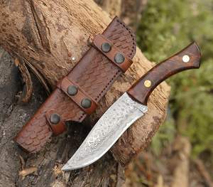 มีดล่าสัตว์เหล็กดามัสกัสคุณภาพสูง 100% ด้ามไม้ ใบมีดคงที่ ปรับแต่งได้ตามต้องการ สำหรับใช้งานกลางแจ้ง รับประกัน 3 ปี - Product Image 3