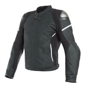 Men's Custom Winter Racing Black White Cowhide Leather High Performance Windproof Eco-Friendly Motorbike Jacket - Product Image 1