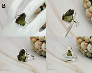 Unisex Moldavite Ring <b>Crafted</b> with Certified Raw Moldavite and Durable 925 Sterling Silver for Everyday Wear - Product Image 5