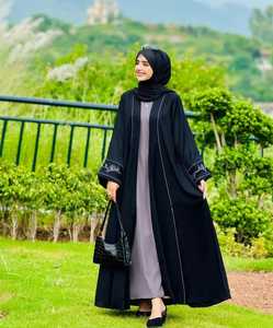 2024 recién llegados Abaya bordada de tela Nida importada para mujeres saudíes ropa islámica modesta vestido de baile silueta al por mayor - Product Image 2