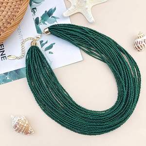 Haute qualité paix perles de rocaille collier pour femmes déclaration multicouche gros bavoir collier grappe mariage fiançailles fête cadeau - Product Image 4