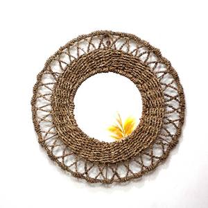 Miroir rond avec cadre en herbe de mer, miroirs en herbe de mer naturelle de haute qualité, prix direct du fabricant - Product Image 3