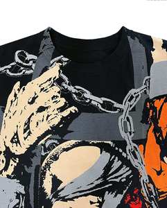Streetwear pour hommes à épaules dénudées en coton épais avec logo personnalisé T-shirt Hip Hop lavé imprimé numériquement surdimensionné - Product Image 5