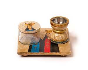 Quemador de incienso de madera de mango de lujo Impreso a mano Bakhoor Mubakhara para uso doméstico y religioso Estilo de dama impreso - Product Image 1