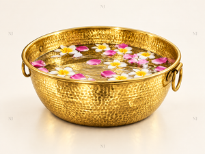 Bol de pédicure en cuivre martelé doré, rond, portable, avec poignées, pour spa et usage domestique - Product Image 3